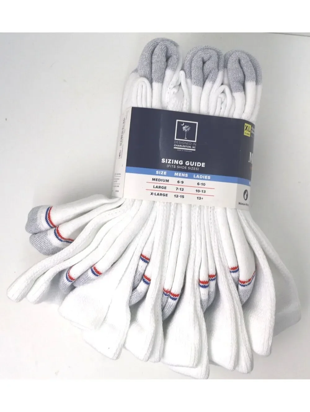 MediPeds Cushioned Non-Binding Crew Socks 6 Pair XL Men's Size 12-15